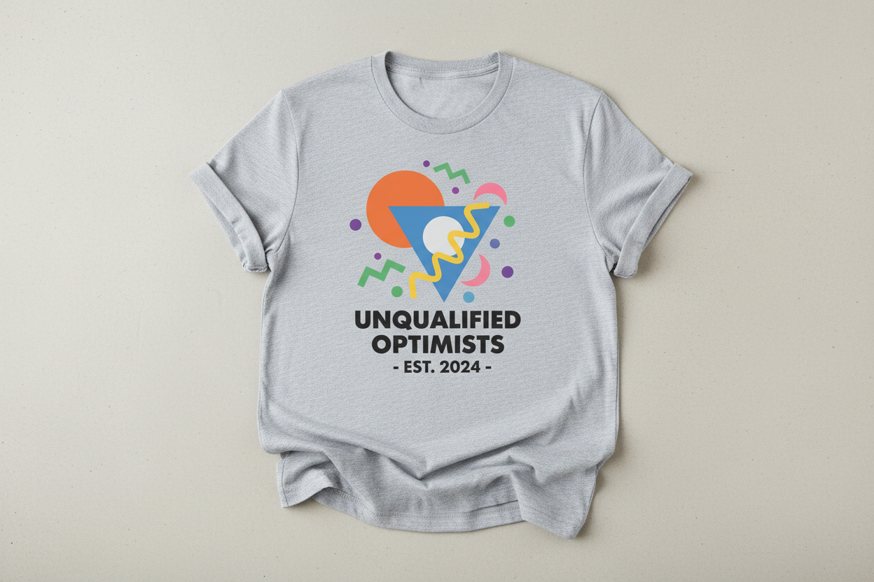 A team parody tee with abstract design elements and a humorous concept. Soft cotton, perfect for casual and relaxed styling. No offensive cultural imagery, only minimalist graphics.